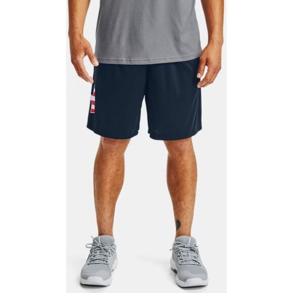 Under Armour Men's UA Freedom Tech Big Flag Logo Shorts Blue Navy SIze M - Picture 1 of 4